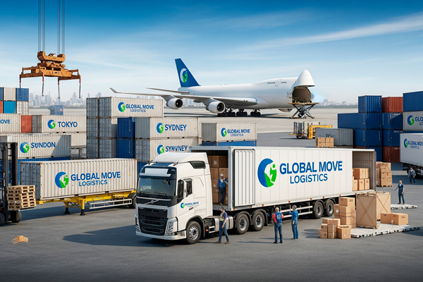 Mapa del mundo con rutas de mudanza